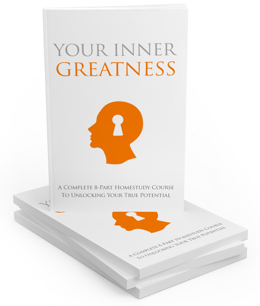 Open e-book titled Your Inner Greatness by Zenvibez, showing pages with motivational text and inspiring design.
